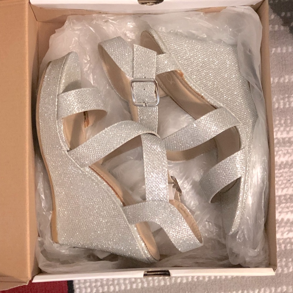 Glittery Silver Wedges